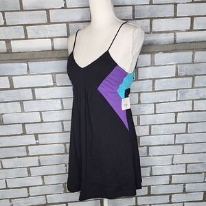 NWT OP Junior's Sleeveless Colorblock Mini Dress Size Small Black Multicolor